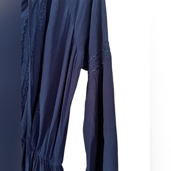 Anthropologie Sunday In Brooklyn Size Small Blue Ruffle Dress Embroider Peasant - Picture 10 of 11